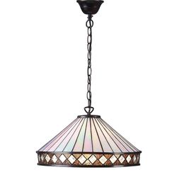 Interiors 1900 Lighting Fargo 1 lys stort loft vedhæng Mørk bronze, Tiffany glas, E27