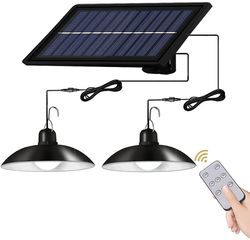 Solar Pendant Lights Indendørs Ip65 Vandtæt lampe til korridor udendørs skur Barn Gazebo Double head