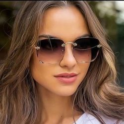 Firkantede kantløse solbriller Kvinder Luksusmærke Designer Sommer Røde Briller Mode Solbriller Til Mænd Uv400 Nuancer Oculos rød