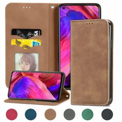 Gangxun Sag For Oppo A54 5g Magnetisk Lukning Læder Tegnebog Cover Housse Etui Shockproof - Marron