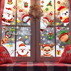 Kissqiqi Julevindue Klamrer sig, 8 ark jul Vindue Klistermærker, Xmas Santa Window Decals FARVE 1