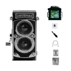 CHUZHAO Retro Mini -digitaalikamera - 4K automaattitarkennus kaksilinssinen vintage-kamera