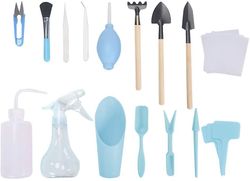 Mikasa 16 Piece Blue saftige Plant Transplantation Tool Set Havearbejde Tool Set Mini saftige Plant Garden Set Indendørs Garden Plant Care Transpla...