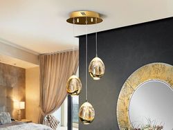 Schuller Lighting Roc Integreret LED 3 Lys Krystal Klynge Drop Loft Vedhæng Guld Boble Effekt