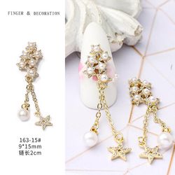 Manicure Light Luksus Micro-indlagt Zircon Diamond Pearl Chain Ornament Candy Kanin Star Nail Dekoration Materiale 16315