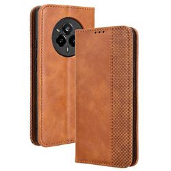 varten Realme 14 Pro 5G Kotelo Lompakkoteline Retro Texture Nahkainen Puhelimen Kuori - Ruskea Monivärinen Brown