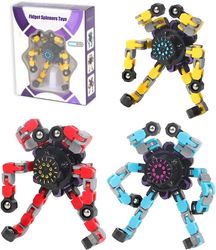 AIR Finger hånd spinning top fokus legetøj med transformable kæde mekanisk spiral twister (3 Pack)