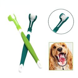 Tre sidet Pet tandbørste Soft Dog Brush Fjern dårlig ånde tandsten Tænder Care