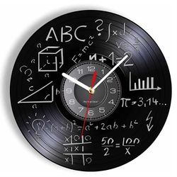 Wall Clock 12'' Math Science Vinyl Record Math Formula Silent Quartz Wall Clock