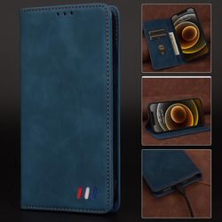 Etui til iphone 12 Cover Magnetisk lukning Tegnebog Bog Flip Folio Stand View Læder cover Stødsikker - Blå