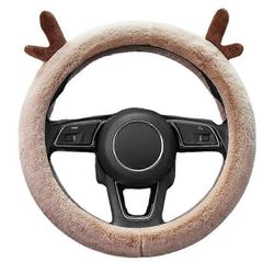 SBSG lämmin paksu muhkea ohjauspyörän suojus muoti sarvi ohjaustangon suojus talvi sisäohjaustangon suojus (ruskea)