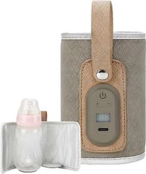 Mintian pullo lämpimämpi, säädettävä USB-eristetty tuttipullonlämmitin, kannettava tuttipullon lämmitinpussi, kotiautoon, harmaa