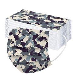 50stk Engangs voksne maske Paisley Print Ansigtsmaske 3ply Ear Loo sort