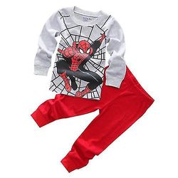 Superhjälte Spiderman Batman Nightwear Kids Boy Pyjamas Pjs Set Nightwear Loungewear Röd grå Spiderman 2 Years