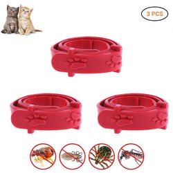 3 kpl punainen säädettävä lemmikki kissa kirppu punkki punkki kaulus korjaus kissan kaulus lemmikkieläinten tarvikkeet tyyli708