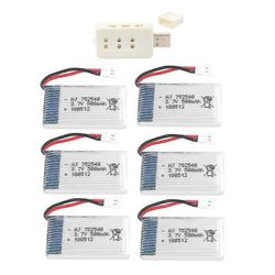 3.7v 500mah Lipo-akku ja 6 in 1 laturi Syma X5c X5c-1 X5 X5sw M68 Cx-30 H5c RC Quadrocopter -osille 3.7V 752540 akku Muut