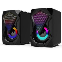 X2 PC-høyttalere med subwoofer for pc stasjonær datamaskin bærbar LED-belysning hjemmekinoanlegg USB-kablet lydboks