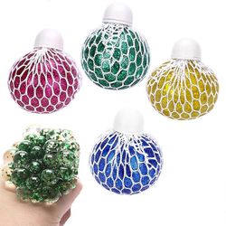 Purista pallo verkolla, pakkaus 4 squishy mesh pallo, purista pallo verkkoon, glitter, stressipallo fidget lelu, stressiä estävä lelu