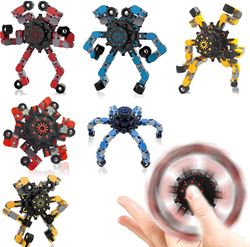 AIR 6Pcs Transformable Finger Gyro Spinner Funny Finger Chain Robot Legetøj Deforme Mekanisk Spiral Twister 6 Pcs