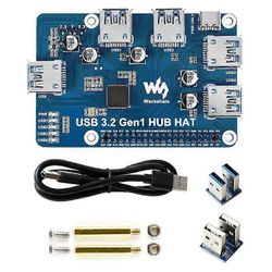 Waveshare USB 3.2 Gen1 HUB HAT Raspberry Pi 4B 3B + 3B 2B Zero W WH, 4-kanavainen USB 3.0 -laajennus P
