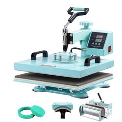 Succebuy Lämpöpuristuskone, 15 x 15 tuumaa, 5 in 1 lämmönsiirtokone 30 unssin juomalasipuristimella, 360 kääntyvä T-paidan puristus