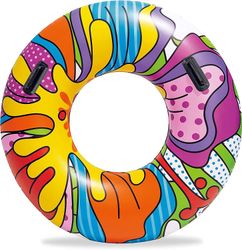 Oppustelig gummiring, svømmeflåd med pop-art design, 119cm