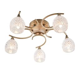 Endon Collection Lighting Boyer 5 Light Semi Flush Multi Arm Loft Light Antikke Messing, Glas, G9