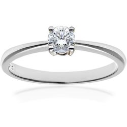 Jewelco London Platinum Round 1/4ct Diamond 4 Claw Solitaire Forlovelsesring H L