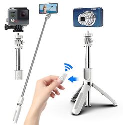 Coosilo Udvides trådløs selfie stick stativ, telefon selfie stick med Bluetooth Remote hvid