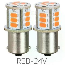 2 x punainen / valkoinen 24v LED BA15s 246 R10W SMD rekisterikilven sisäpolttimot HGV kuorma-auton kupolikartta valon sivumerkki päiväajolamput Pun...