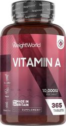 WeightWorld A-vitamiinitabletit 10 000 IU - 365 vegaani (1 vuosi) - Retinyyliasetaattilisä Suomi