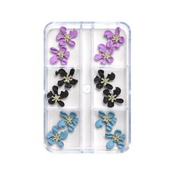 Nail Art Camellia Cherry Planet Six Grid Alloy Smykker Engros Alloy Diamond Set 12stk