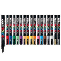 1kpl Uni Posca PC-3m maalimerkki - erittäin hieno luodinkärki 0,9-1,3mm taidemerkkikynät vesipohjaiset 24 väriä saatavilla - Art Markers - Glitter ...