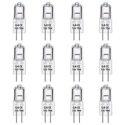 12-pakkaus G4-halogeenilamput 10W 12V himmennettävä 2-nastainen lampun polttimo, kirkas kapseli 2-nastainen pohja liesivalaistukseen