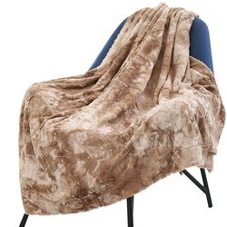 Handuo Faux Fur Throw Blanket - Super Bløde lodne tæpper til sofa, seng brun 130*160CM