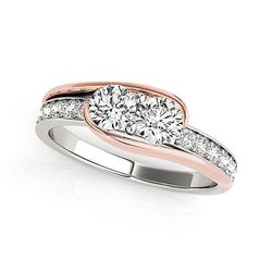 Zawadee To Stone Diamond Ring i 14k hvid og rosa guld (3/4 cttw)