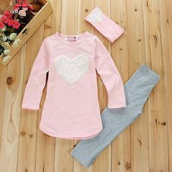 Besser 1-6 år Kid Girls Top + Leggings Bukser + Pandebånd Sæt Pink 1-2 Years