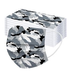 50stk Engangs voksne maske Paisley Print Ansigtsmaske 3ply Ear Loo Gul