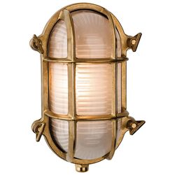 Firstlight Lighting Nautic 1 Lys Udendørs Skot væg, Flush Light Messing, Mattered Glass IP64, E27