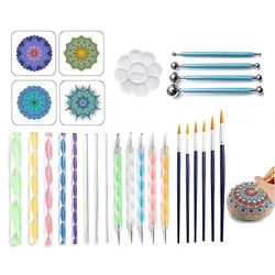 28 Pcs mandala maleri værktøj skabelon diy graffiti kunst søm forsyninger på32