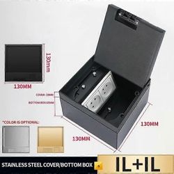 Lattialaatikon pistorasia, piilotettu, UK US EU BR FR Standard Power USB HDMI RJ45 -liitäntä, upotettu, sisäänrakennettu, 130mm x 130mm itkuhälytti...