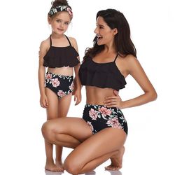 Kvinders 2-delt Forældre-barn Badedragt Print Svømmeshorts Sexet Bikini Mor-datter Strandtøj Child 164