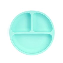 Børns Retter Baby Silikone Sucker Bowl Baby Smile Face Plate service Sæt Smil Face Baby service Sæt Kids Plate Grøn