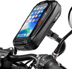 Justerbar Motorsykkel Mount Phone Holder Vanntett Motor Cell Phone Holder 360rotation motorsykkel Telefon Pose med følsom berøringsskjerm, ett trykk