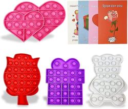 4 Pak Valentines Pop Fidget Legetøj med kort til ham Børn Skoleklasse Klasseværelse Valentinsdag Kort Det gaver Præmier Fest favoriserer