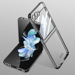 unbrand Ultratyndt Samsung Galaxy Z Flip 5 etui, luksus perfekt klar belægning Hard PC Crystal Transparent cover-etui til Galaxy Z Flip 5 5g sort