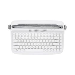 Trådløst skrivemaskine tastatur Retro USB mekaniske tastehætter til stationær pc / laptop-hvid