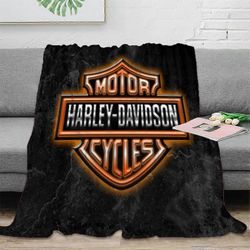 Kotihuopa Suuri 3D Harley Davidson -teema flanellifleece heittohuopa syksy/talvipeitot Super pehmeä heitto lämmin kodikas pehmopeitto AZXS-580 50x4...