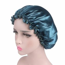 Besser Lady Silke Nat Sleep Cap Elastisk Hoved Wrap Blå