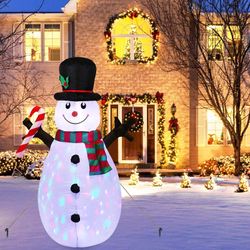 Kakanwo Juledekor juleoppblåsbar snømannmodell 1.6 meter med led-lys Hvit